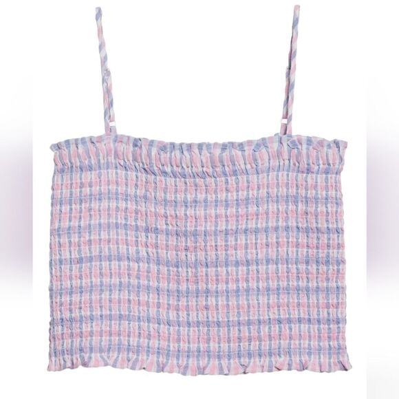 Stella Nova Women's Plaid Smocked Crop Top NWOT - Picture 1 of 9